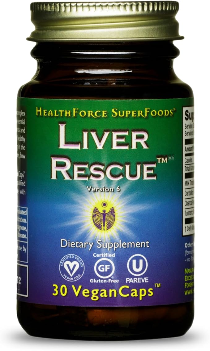 HealthForce SuperFoods Liver Rescue - Natural Liver Cleanse - Liver Health Formula with Milk Thistle & Dandelion Root - Gluten-Free & Vegan - 30 Capsules