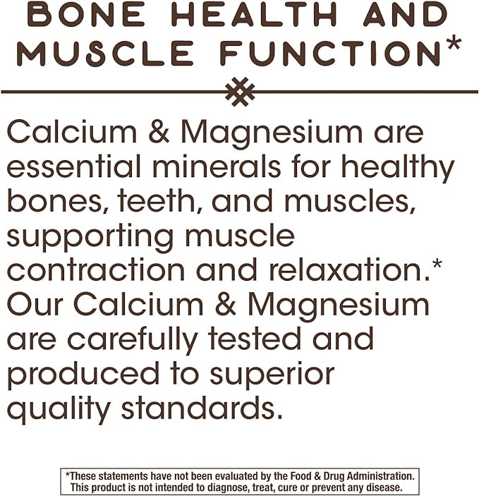 Nature's Way Calcium & Magnesium Mineral Complex, Supports Bone Health & Muscle Function,* 750 mg per 3-Capsule Serving, 250 Capsules (Packaging May Vary)