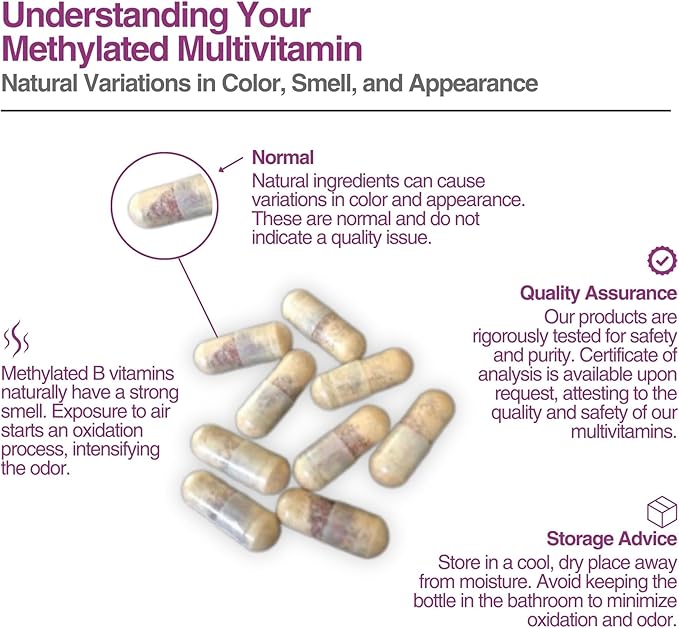 Just One Daily Methylated Multivitamin - 60 Caps Pure Methyl B12, Methylfolate MTHFR Support Supplement Iron Free Methylated Vitamins for Men & Women 2 Months Supply Gluten Free