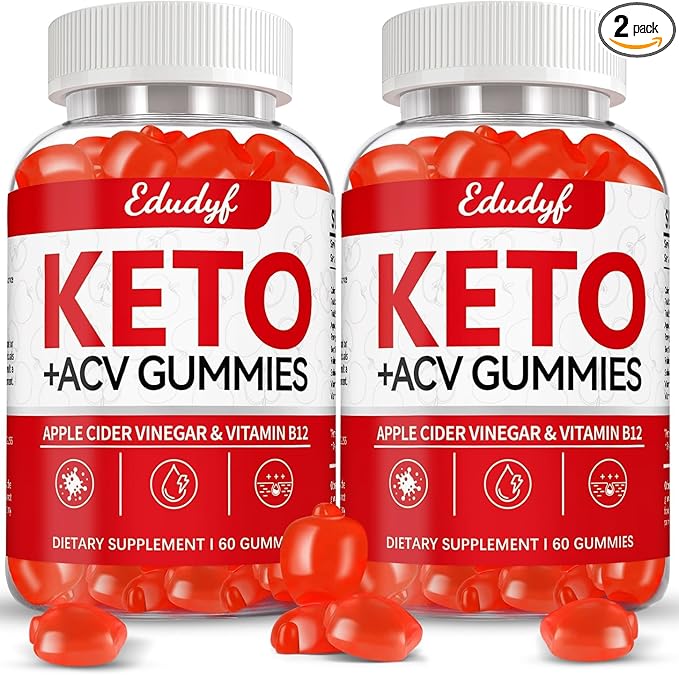 EDUDYF Keto ACV Gummies - 120 Count Gluten-Free, Gelatin-Free Apple Cider Vinegar Gummies with B12 for Keto Support, Vegetarian, Unique Flavor, Convenient Bottled Supplement for Men & Women