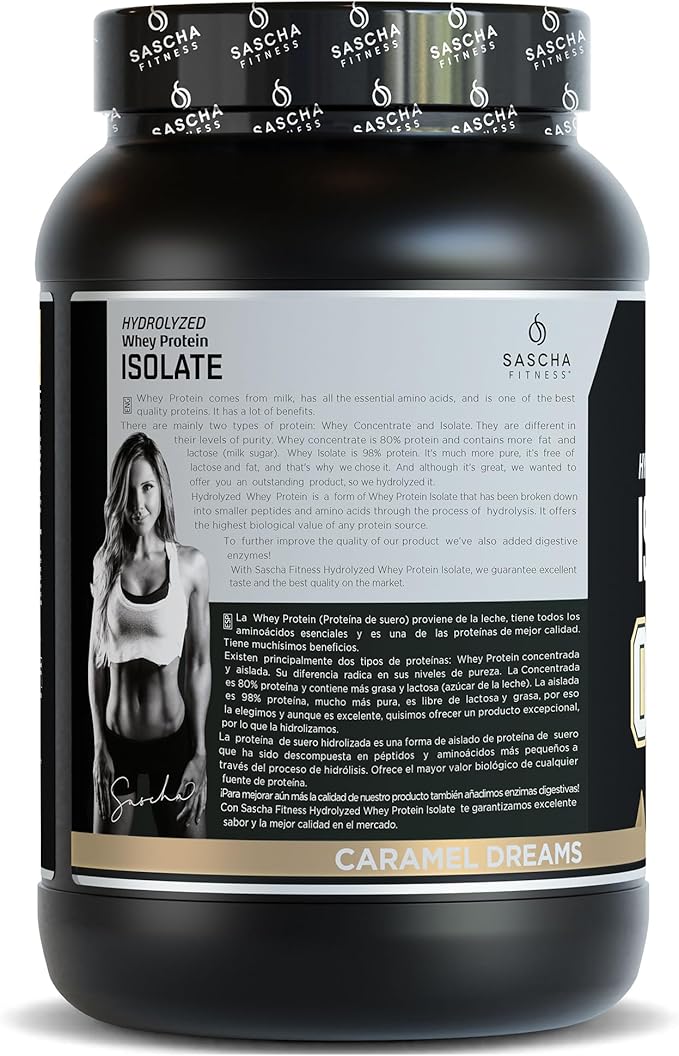 SASCHA FITNESS Hydrolyzed Whey Protein Isolate,100% Grass-Fed (2.11 Pounds) (Caramel Flavor)