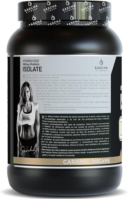 SASCHA FITNESS Hydrolyzed Whey Protein Isolate,100% Grass-Fed (2.11 Pounds) (Caramel Flavor)