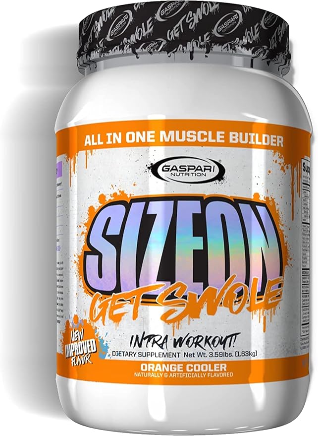Gaspari Nutrition SizeOn, The Ultimate Hybrid Intra-Workout Amino Acid & Creatine Formula, Increased Muscle Volume & Muscle Recovery (3.59 Pound, Orange Cooler)