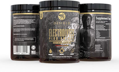 Electrolytes Plus Amino Electrolytes Plus Amino Recovery Drink Powder, Complete Hydration and Amino Acids/BCAAs, Strawberry Lemonade (30 Servings)