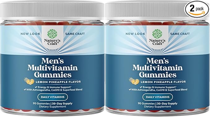 Men's Multivitamins Gummies with Superfood Complex - Daily Multivitamin for Men with CoQ10 and Ashwagandha for Energy and Immunity - Vegetarian Adult Multivitamin Gummies for Men (2 Month Supply)
