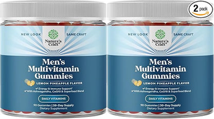 Men's Multivitamins Gummies with Superfood Complex - Daily Multivitamin for Men with CoQ10 and Ashwagandha for Energy and Immunity - Vegetarian Adult Multivitamin Gummies for Men (2 Month Supply)
