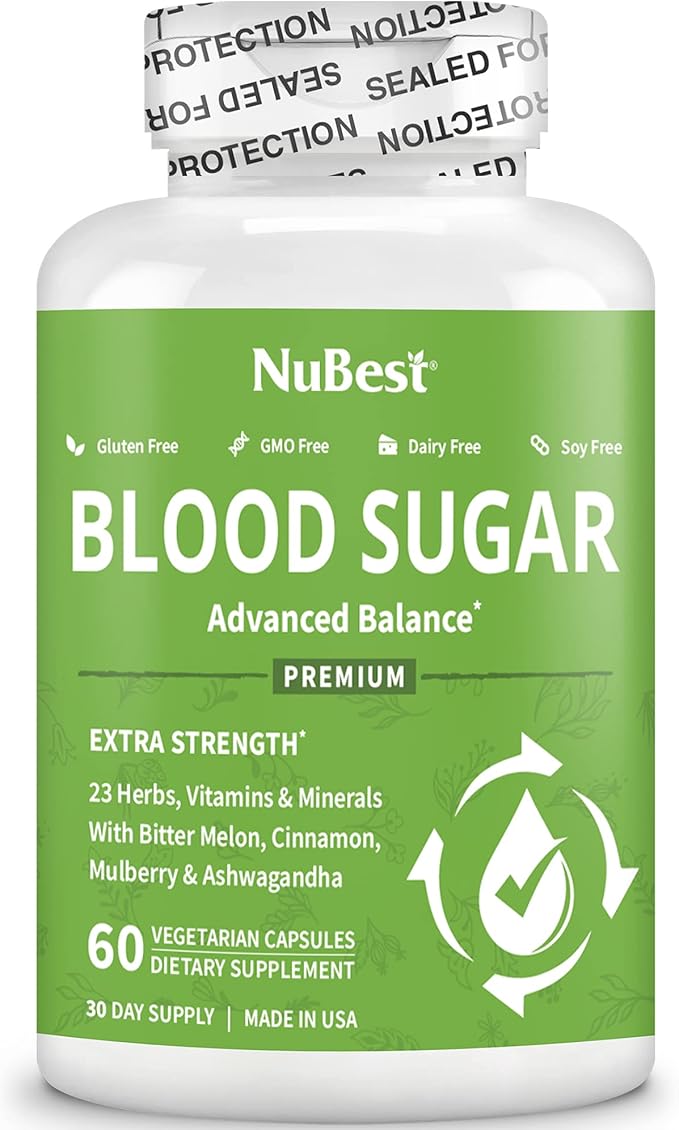 NuBest Blood Sugar - Support Healthy Blood Sugar with Premium Formula Bitter Melon, Ashwagandha, Cinnamon, Chromium, Magnesium, Vitamins, Alpha Lipoic Acid, Cayenne Pepper - Pack 1