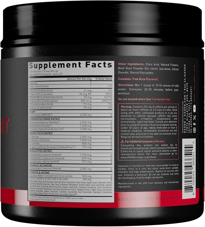 Kaged Original Pre-Workout Powder | Fruit Punch | Pre Formulated with Creatine, Beta Alanine, Pure Caffeine | 20 Servings