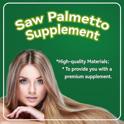 Saw Palmetto Supplement, Saw Palmetto Extract 750mg, with Lycopene, Pumpkin Seed Powder, for Men and Women,Non-GMOs & Gluten, Vegan, 90 Count Capsules