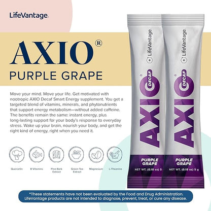 AXIO Regular Energy Drink Powder, Purple Grape, 30 Packets, Instant Energy Powder, Energy Supplement in a Drink Mix, w/B Vitamins, DMAE, L-Theanine, Quercetin, Green Tea & Pine Bark Extract