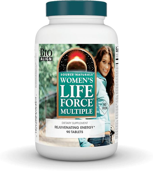 Source Naturals Women's Life Force Multiple Iron Free - Daily Complete Multivitamin 13 Essential Vitamins, Antioxidants, Herbs, Nutrients & Minerals - Enhanced Energy & Immune Boost - 90 Tablets