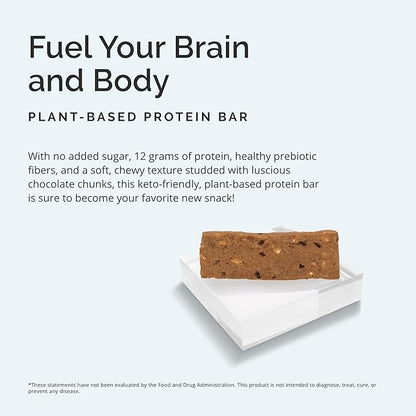 BrainMD Brain Boost, Dark Chocolate Almond - 10 Plant-Powered Protein Bars - Vegan, Gluten Free, Keto Friendly