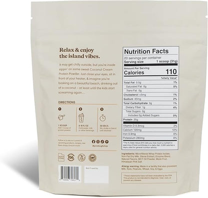 ProDough Gourmet Whey Isolate Hydrolized Protein Powder for Shake Mix- Easy Digest Enzyme Blend, 25g Protein per Serving, Natural Ingredients, Gluten Free, Keto Friendly (Coconut Cream)