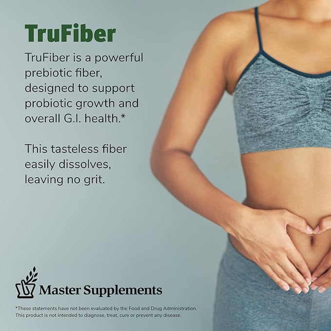 Master Supplements TruFiber - 6.35 oz, Pack of 2 - Prebiotic Fiber to Help Boost Probiotic Growth - Supports Digestive Health - Vegan, Gluten Free - 100 Total Servings