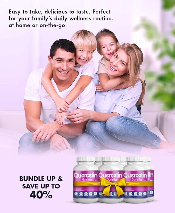 BIO VITALICA Quercetin Gummies by BioVitalica - Quercetin with Bromelain Vitamin C and Zinc & Elderberry + Vitamin D3-5 in 1 Immune Support - Zinc Quercetin 750 mg for Kids and Adult (5, Quercetin)