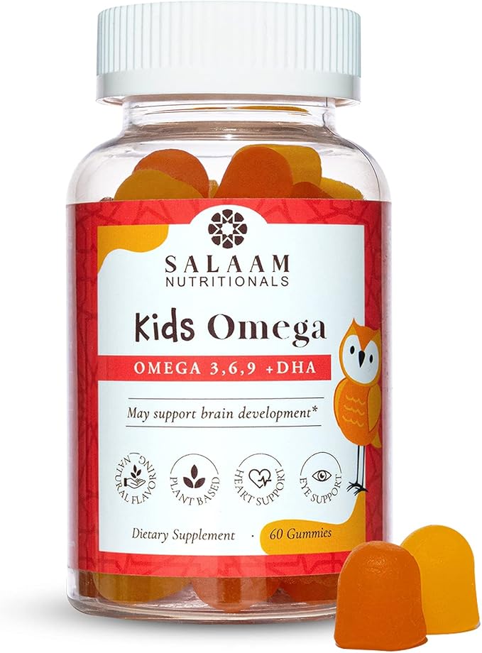 Salaam Nutritionals - Kids Vitamins, Omega 3 + Dha for Kids, Supports Brain and Immune Function, Gummies Vitamins for Kids, 60 Counts, 1 Pack