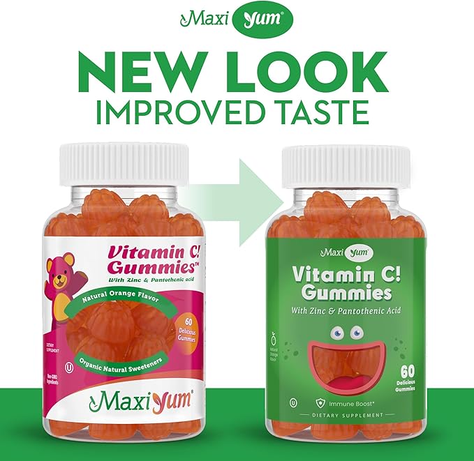Vitamin C Gummies with Zinc - Maxi-Health Vitamin C with Zinc for Children and Adults - Respiratory Support and Immune Booster - No Preservatives and Artificial Flavors - 60 Fruit Shaped Gummies