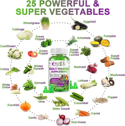 Sugar-Free Fruits and Veggies Gummies Supplement, Multi-Vitamins & Minerals in Gummies, Natural Fruits and Vegetables Supplement, Immunity & Antioxidant & Energy Supplements for Women & Men