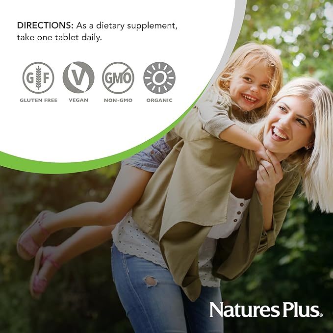 Natures Plus Source of Life Garden Certified Organic Women’s Once Daily Multivitamin - 30 Vegan Tablets - Pure, Natural Whole Food Ingredients - Energy Boost - Vegetarian, Gluten-Free - 30 Servings