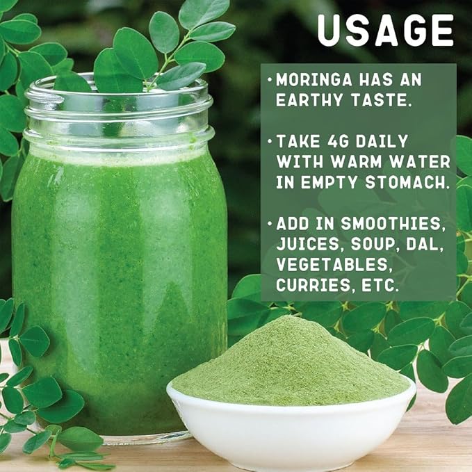 Premium Moringa Leaf Powder 8.81 Oz/250 Gm | Drumstick Leaf Powder | Natural Multi-Vitamin | Rich in Anti-Oxidant, Immunity Booster | Good for Hair & Skin from India Farms
