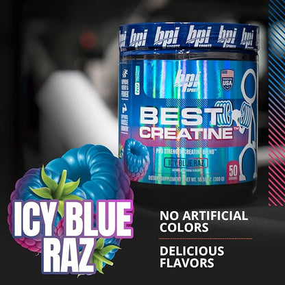 BPI Sports Best Creatine - Includes 6 Advanced Forms of Creatine - Supports Muscle Building and Post-Workout Recovery - Icy Blue Raz, 50 Servings