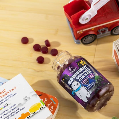 Sambucus Elderberry Immune Gummies for Kids with Vitamin C, Zinc & Elderberry, Daily Childrens Immune Support Vitamins Gummy Children Ages 4 Up, Natures Supplement, Non-GMO, Berry Flavor, 120 Gummies
