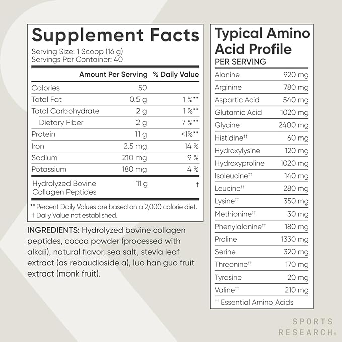 Sports Research Collagen Peptides - Hydrolyzed Type 1 & 3 Collagen Powder Protein Supplement for Healthy Skin, Nails, & Joints - Easy Mixing Vital Nutrients & Proteins, Collagen for Women & Men