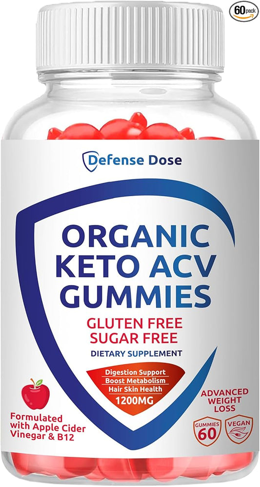 Organic Keto ACV Gummy Advanced Weight Loss - Gluten & Sugar Free Pro Active Rapid Belly Fat Burner Apple Cider Vinegar Diet Supplement for Women Men (1200MG) (2 Packs)
