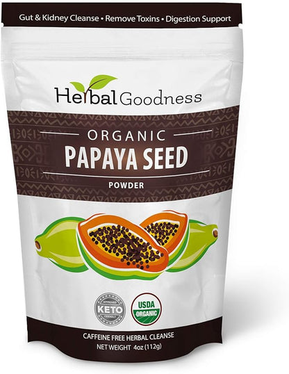 Organic Papaya Seeds Powder 4oz - 100% Natural Cleanse with Papain for Gut & Digestive Health Support - Papaya Seed for Body Detox & Colon Broom Formula - 1 Pack