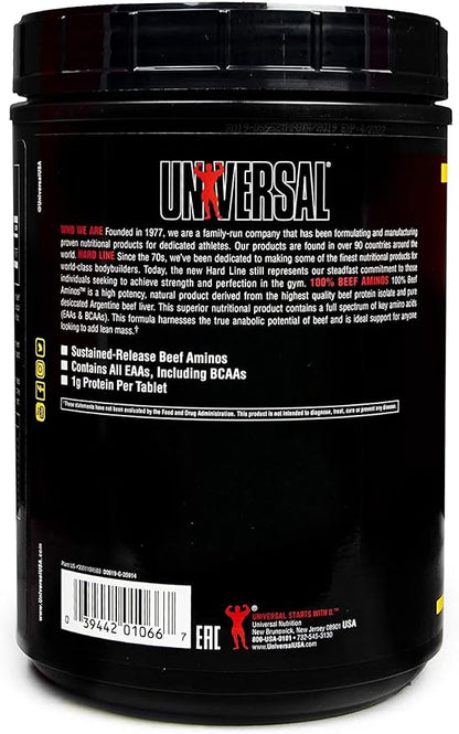 Universal 100% Beef Aminos Tablets | Pure Beef Amino Complex | Full Spectrum EAAs, BCAAs & Protein from Beef Protein Isolate & Pure Desiccated Argentine Beef Liver | 66 Servings, 200 Tablets