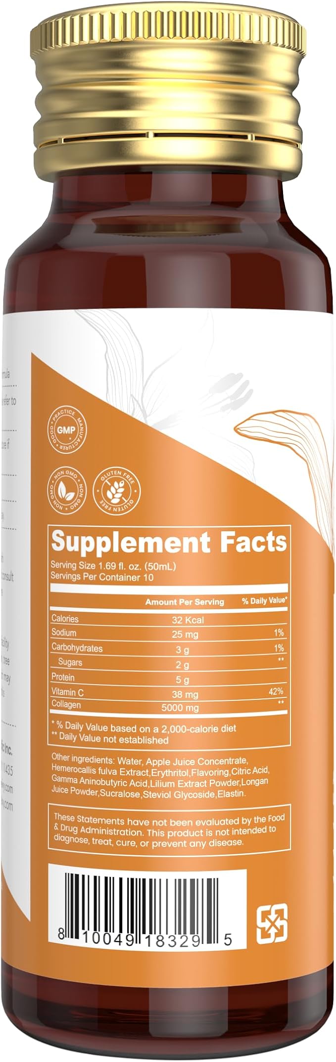 Liquid Collagen Supplement, Collagen Drink, Collagen Peptides, Age-Defying and Brighten up Your Day, Ageless Beauty, Hydrolyzed Collagen, with CoQ10, 1.69 fl.oz./Bottle (1 Box,10 Bottles)