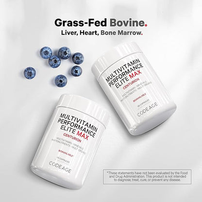 Codeage Multivitamin Performance Elite Max Supplement - Vitamins A, B6, B12, C, D, E, Vitamin K (MK-4, MK-6, MK-7, MK-9), Essential Minerals, Botanical & Grass-Fed Organ Extracts, Lutein - 90 Capsules