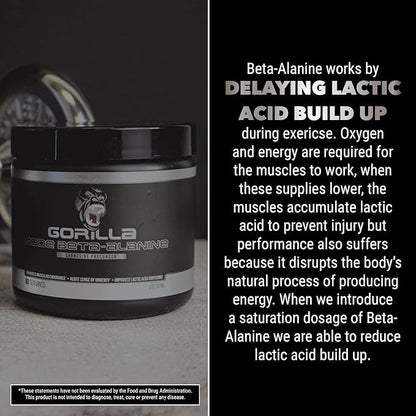 Gorilla Mode Beta-Alanine – Carnosine Precursor/Enhanced Muscular Endurance / 3.2 Grams per Servings