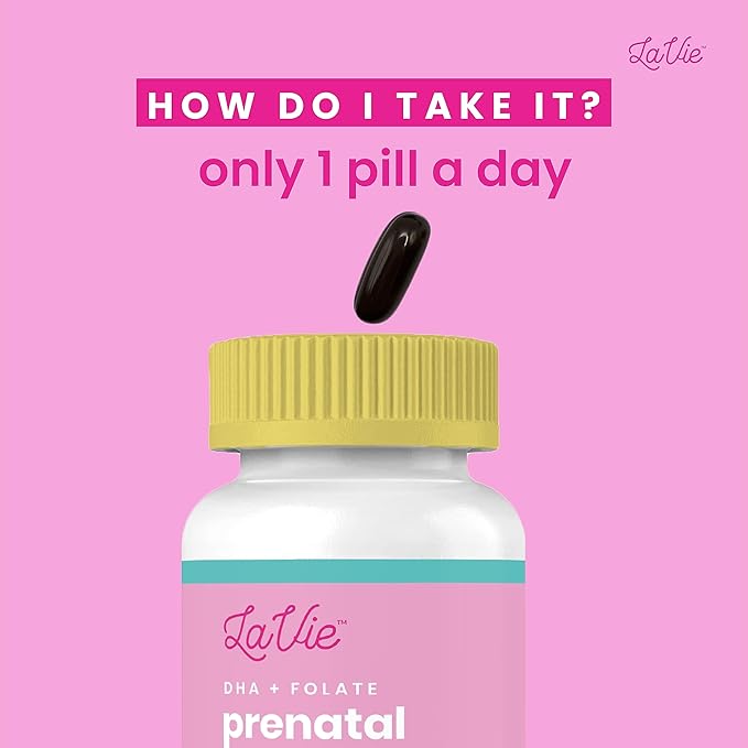 LaVie Prenatal Vitamins with Ginger, DHA, Folic Acid, & Iron - Pregnancy Must Haves for Baby's Brain & Body Development - Non-GMO, Gluten-Free Prenatals for Women (1 Month Supply)