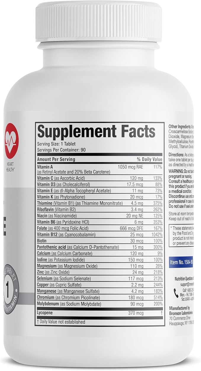 Bronson ONE Daily Mens 50+ Complete Multivitamin Multimineral, 90 Tablets