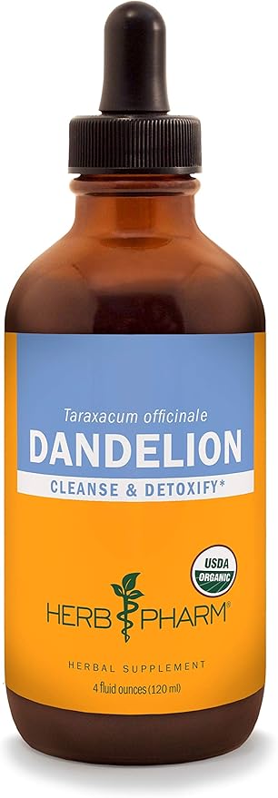 Herb Pharm Certified Organic Dandelion Liquid Extract for Cleansing and Detoxification, Organic Cane Alcohol, 4 Ounce
