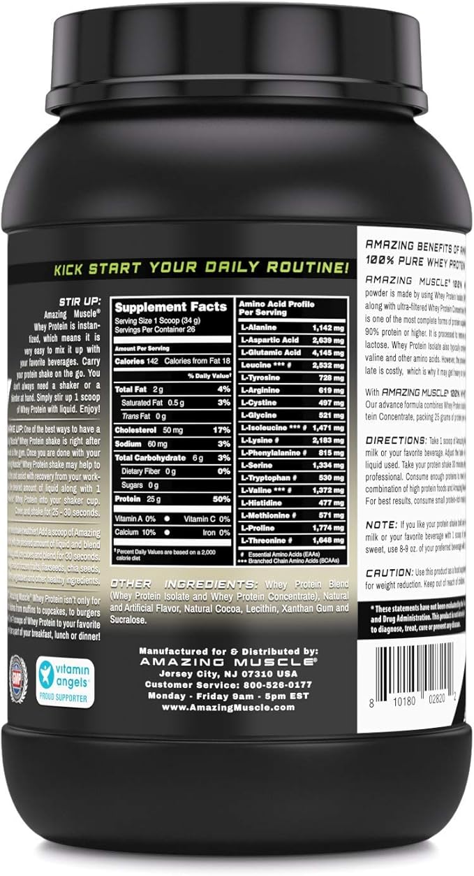 Amazing Muscle 100% Whey Protein Powder *Advanced Formula with Whey Protein Isolate Along with Ultra Filtered Whey Protein Concentrate (Cookie & Cream, 2 Lb)