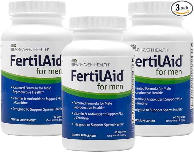 Fairhaven Health 3 Month Supply FertilAid for Men Prenatal Male Fertility Supplement | Count and Motility Support Pre Conception for Him | Fertility Support Includes, Zinc, and Folate | 90 Capsules