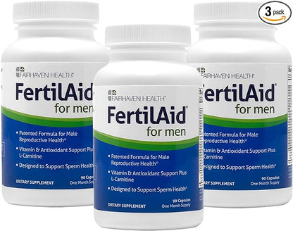 Fairhaven Health 3 Month Supply FertilAid for Men Prenatal Male Fertility Supplement | Count and Motility Support Pre Conception for Him | Fertility Support Includes, Zinc, and Folate | 90 Capsules