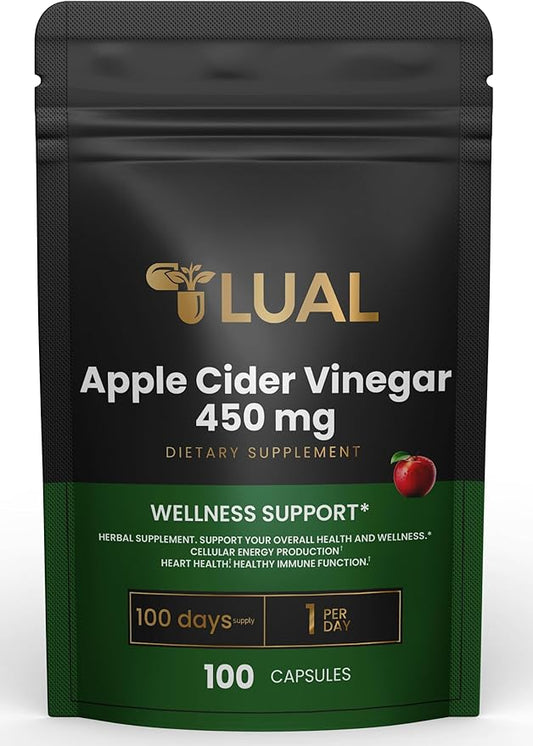 LUAL Apple Cider Vinegar Capsules Apple Cider Vinegar Capsules 450 mg 100 Count
