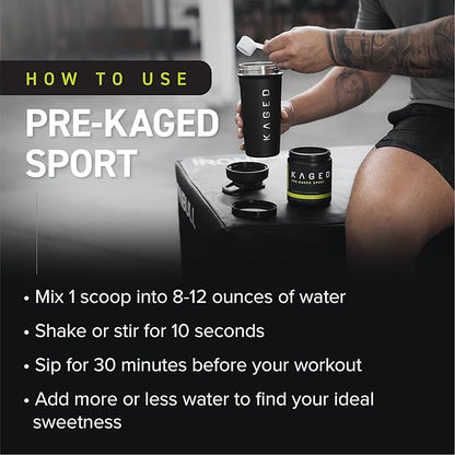 Kaged Pre-Kaged Sport Pre Workout Powder | Glacier Grape | Energy Supplement for Endurance | Cardio, Weightlifting Sports Drink | 20 Servings