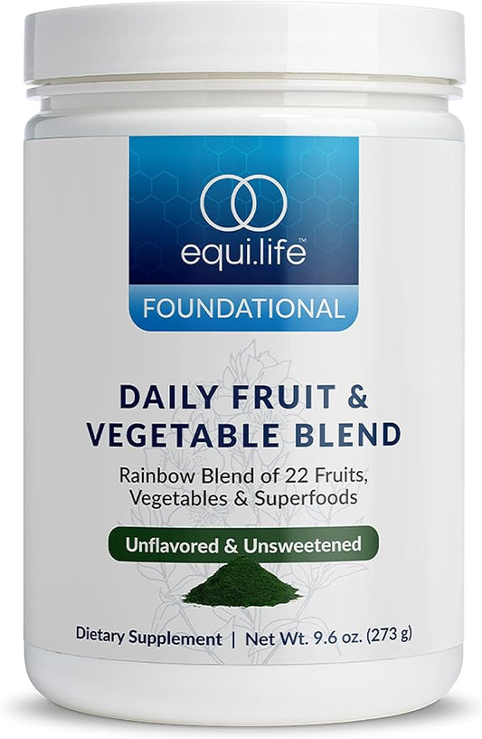 Equilife - Daily Fruit & Vegetable Blend, Fruits and Vegetables Supplements, Vitamin C, 9 Essential Amino Acids, Promotes Energy, Low-Sugar, Easy-to-Use, Vegan, Non-GMO (Unflavored, 30 Servings Tub)