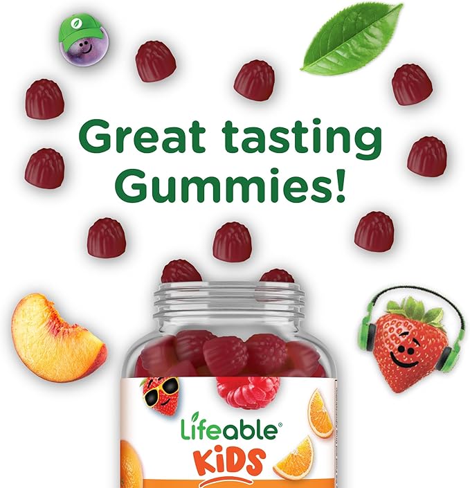 Lifeable Kids Multivitamin Gummies | Great Tasting Multivitamin for Kids | with Vitamins A, C, D, E, B6, B12, Zinc, Biotin, Folic Acid, Iodine, Niacin | for Overall Body Health | 90 Gummies