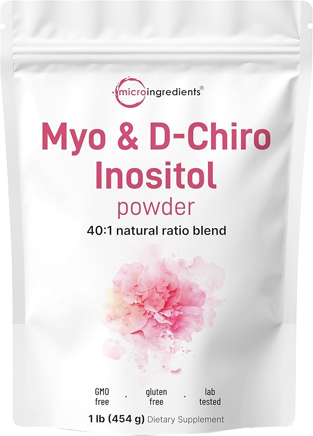 Micro Ingredients Myo-Inositol & D-Chiro Inositol Powder, 1lb | Hormonal Balance & Ovarian Health Support | 40:1 Ideal Ratio Inositol Supplement for Women | Non-GMO, Vegan, Filler-Free (221 Servings)
