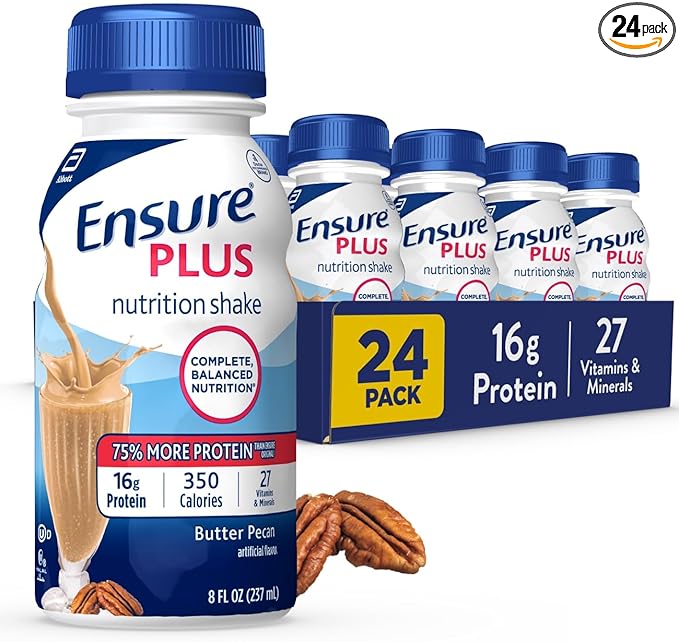 Ensure Plus Butter Pecan Nutrition Shake, Meal Replacement Shake, 24 Pack
