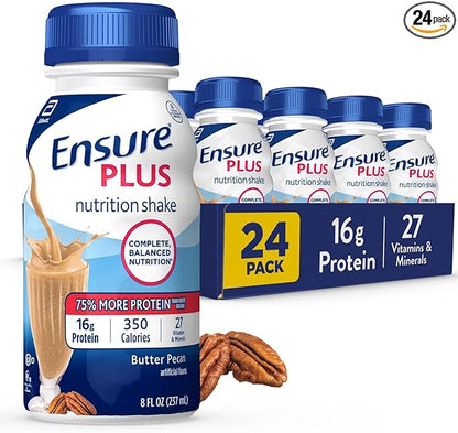 Ensure Plus Butter Pecan Nutrition Shake, Meal Replacement Shake, 24 Pack