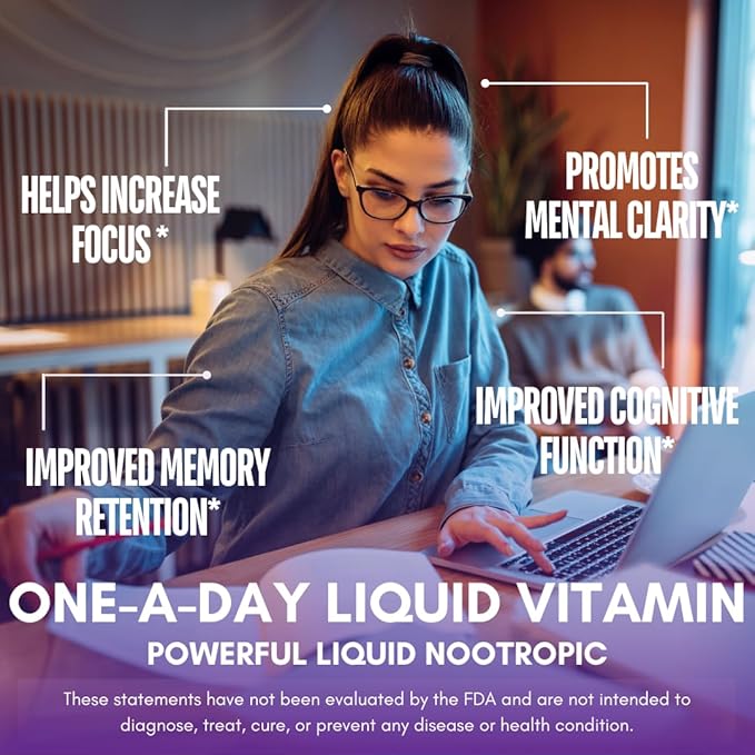 Tropical Oasis - Brain Power | Liquid Nootropic Supplement - Promotes Mental Clarity, Focus, and Memory Retention (Unflavored, 32 Servings)