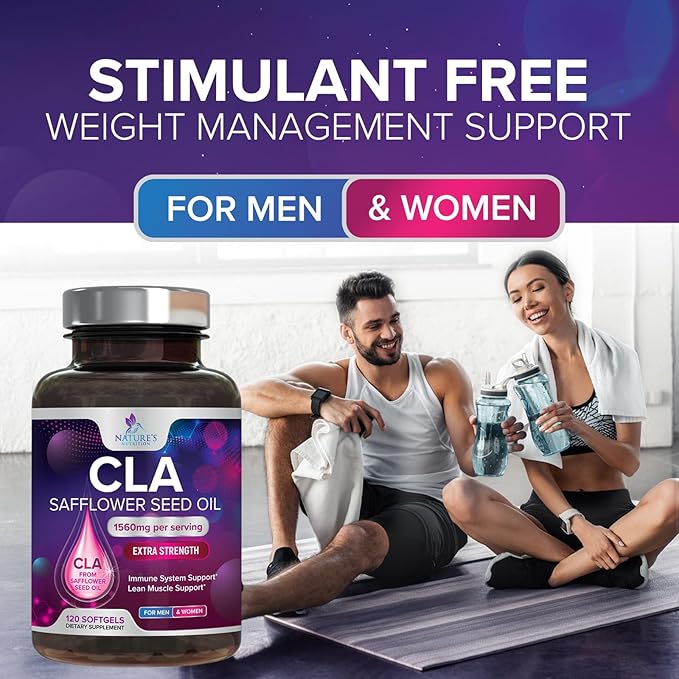 CLA Supplement, Conjugated Linoleic Acid 1560mg - Extra Strength CLA Supplement Pills - Support Body Composition, Lean Muscle Tone, & Energy - Safflower Capsules, Gluten Free, Non-GMO - 120 Softgels