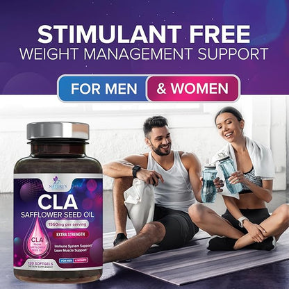 CLA Supplement, Conjugated Linoleic Acid 1560mg - Extra Strength CLA Supplement Pills - Support Body Composition, Lean Muscle Tone, & Energy - Safflower Capsules, Gluten Free, Non-GMO - 120 Softgels