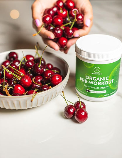 MRM Nutrition Organic Pre-Workout Powder | Black Cherry Flavored | Superfoods + 150mg Natural Caffeine + adaptogens | Clean Energy + Focus| Healthy Blood Flow | Vegan + Non-GMO | 20 Servings